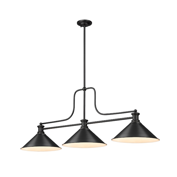 Z-Lite Melange Billiard, 3-Light, 15 In.W x 52 In.L x 21 In.H, Matte Black/Matte Black 725-3MB-MB14 - main